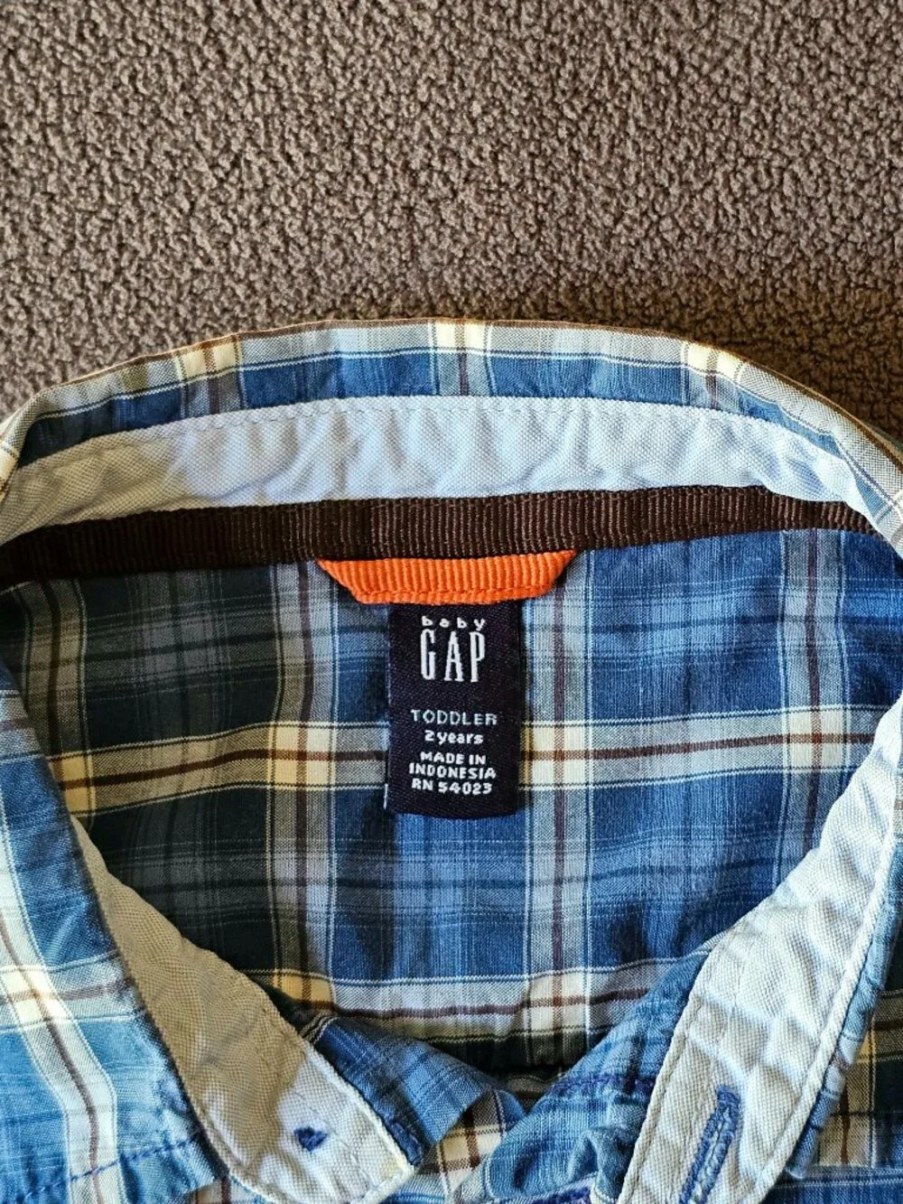 Baby Gap Boys 2T Blue Plaid Button Up Shirt Long Sleeve Preppy Toddler
